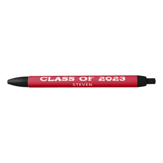 2023年度卒業レッド名前をカスタムする 黒ボールペン (正面)