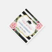 2023年度卒業水彩フローラストライプ スタンダードカクテルナプキン (角)