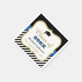 2023年度卒業金ゴールド白黒ストライプ スタンダードカクテルナプキン (角)