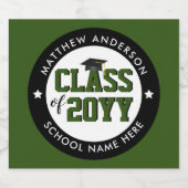 2023年度森林グリーン卒業パーティーのクラス スパークリングワインラベル (シングルラベル)