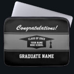 2023年度高等学校卒業ラップトップスリーブ ラップトップスリーブ<br><div class="desc">2023年高等学校卒業ラップトップスリーブ。名前とタッセルパーソナライズされたキャップのロゴを使用したカスタムデザイン。おめでとうのメッセージと年を追加。大学の卒業生、大学の卒業生、または大学の学生のための有益な記念品プレゼントまたはパーティーの好意。数量を変更して安い一括割引価格を取得する。白黒テンプレートの例。色の組み合わせを編集できる。</div>