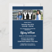 2023年度 ネイビーブルーとブラックの卒業写真 招待状 (正面)