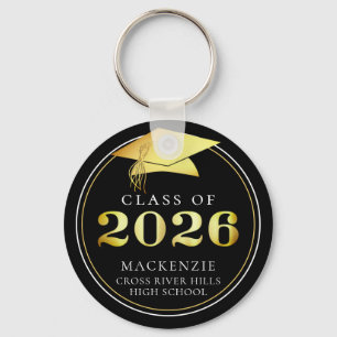 2023年度 優雅なブラックゴールド パーソナライズド キーホルダー