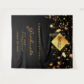 2023年度 卒業パーティー ブラック ゴールド スター 卒業生 タペストリー (正面(横))
