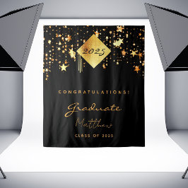 2023年度 卒業パーティー ブラック ゴールド スター 卒業生 タペストリー