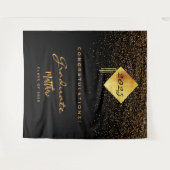2023年度 卒業パーティー 黒金色の紙吹雪 卒業生 タペストリー (正面(横))