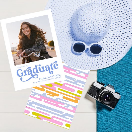 2023年度 卒業写真 青いタイポグラフィーのお知らせ 招待状