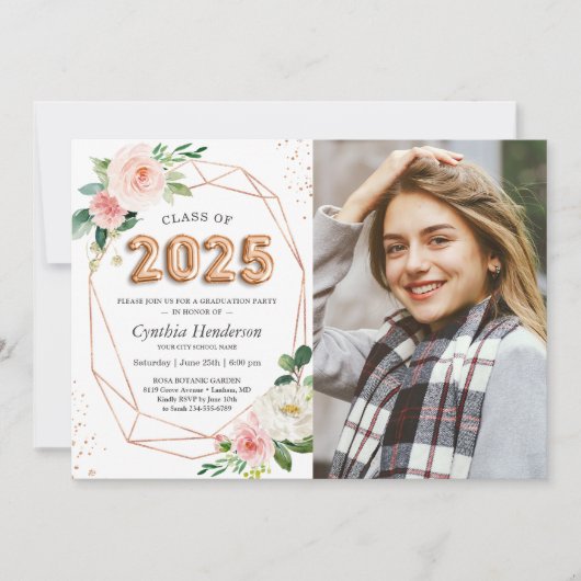 2023年度 卒業式風船文字写真 卒業祝賀会 招待状 (正面)