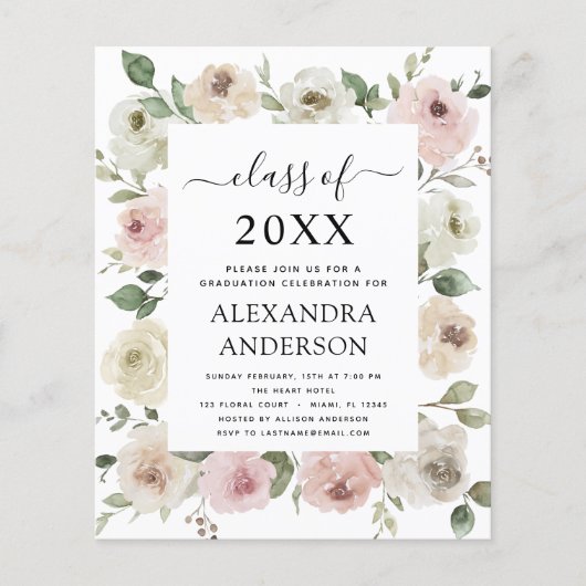 2023年度 卒業式 ダスティローズピンク 花 チラシ (正面)