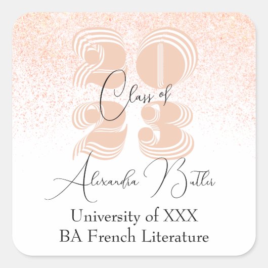 2023年度 桜の感謝パーティー 卒業お祝いステッカー スクエアシール (正面)