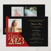 2023年度 赤と金 クラスの複数写真 招待状 (正面/裏面)