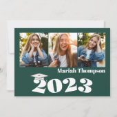 2023年数々のQRコードの卒業写真グリーンクラス 招待状 (正面)