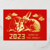 2023年新中国の年うさぎ金ゴールド 箔シーズンカード (正面)