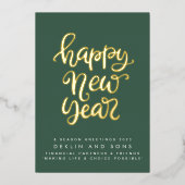 2023年新年おめでとう |カスタムグリーンビジネス金ゴールド 箔シーズンカード (正面)