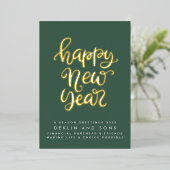 2023年新年おめでとう |カスタムグリーンビジネス金ゴールド 箔シーズンカード (立ち正面)
