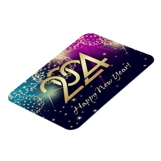 2023年新年おめでとう。花火と金ゴールド番号 マグネット (左側)