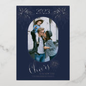 2023年新年の花火応援フォトシルバー 箔シーズンカード (正面)