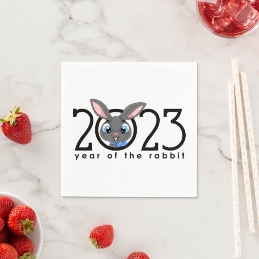 2023年新年中国の漫画うさぎナプキンス スタンダードカクテルナプキン (インサイチュ)