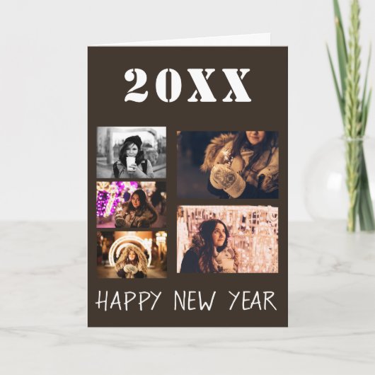 2023年新年初日の写真 5枚のコラージュ シーズンカード (正面)