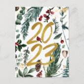 2023年新年金ゴールド紙吹雪フェスティバルパインボー ポストカード (正面)