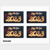 2023年明けましておめでとう スパークリング花火 長方形シール (シート)