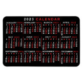 2023年月次カレンダークラシック黒赤白 マグネット (横)