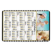 2023年月次カレンダーストライプ |写真カスタム写真 マグネット (横)