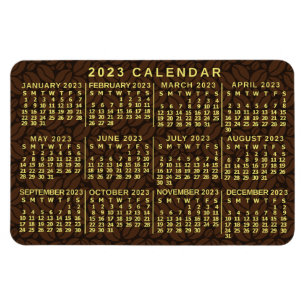 2023年月次カレンダー濃いコーヒー豆 マグネット