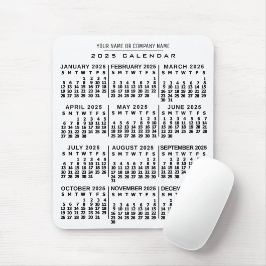 2023年月次カレンダー白黒名前をカスタムする マウスパッド (マウス)