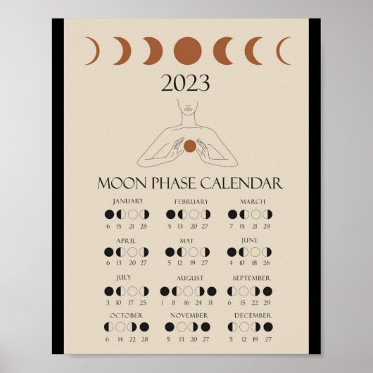 2023年現代的な月相カレンダー ポスター (正面)