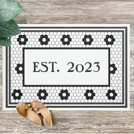 2023年白黒タイルデザインカスタム ドアマット