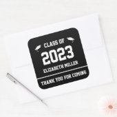 2023年白黒卒業のお願い スクエアシール (封筒)