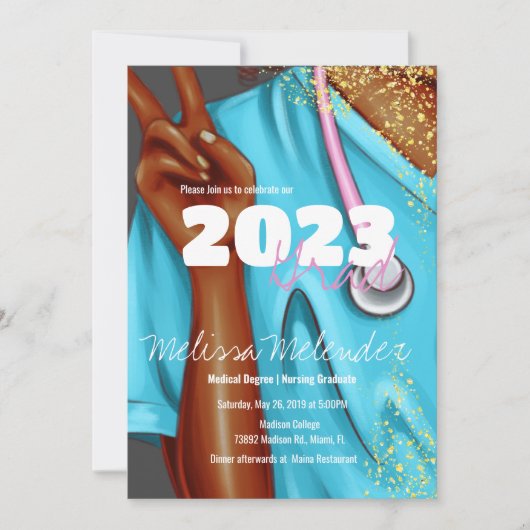 2023年看護師卒業 招待状 (正面)