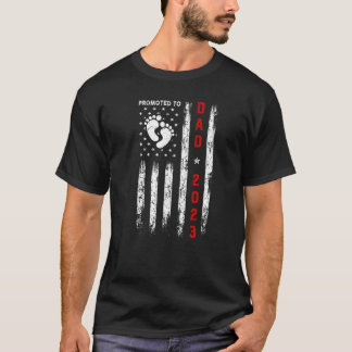 2023年米国旗 父の日 新しいパパに昇格 Tシャツ