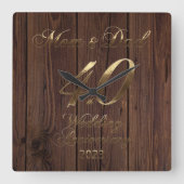 2023年素朴Rubyの40周年結婚親 スクエア壁時計 (正面)