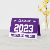 2023年紫王室の白の卒業 カード (黄色い花)