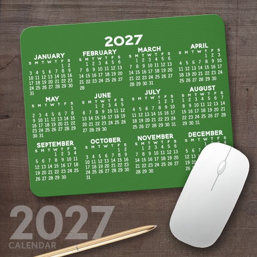 2023年表示カレンダー – 水平 – 緑 マウスパッド