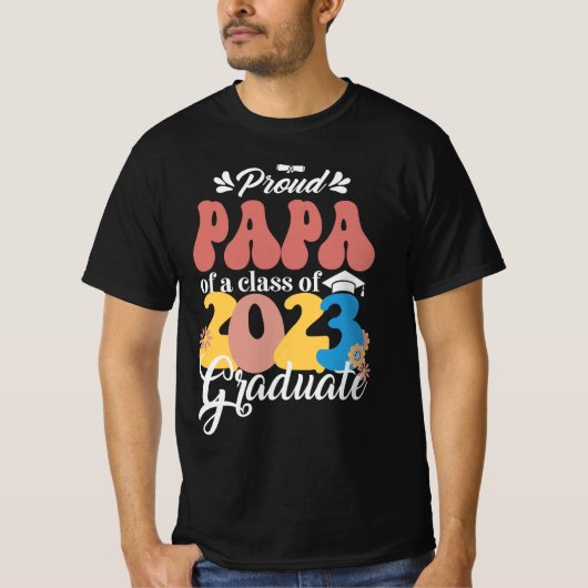 2023年誇りを持った卒業レトロ2023年PAPA Tシャツ (正面)