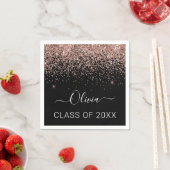 2023年赤面ピンクブラックグリッター卒業 スタンダードカクテルナプキン (インサイチュ)