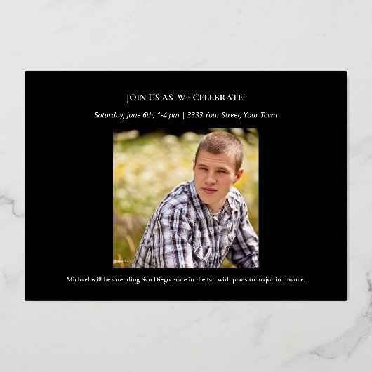 2023年金箔の写真卒業 箔招待状 (裏面)