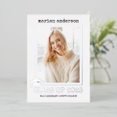 2023年銀箔のクラス卒業写真フォイル 箔招待状 (立ち正面)