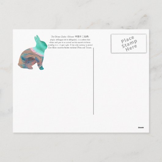 2023年間のJanz著ウサギの中国のな(占星術の)十二宮図 シーズンポストカード (裏面)