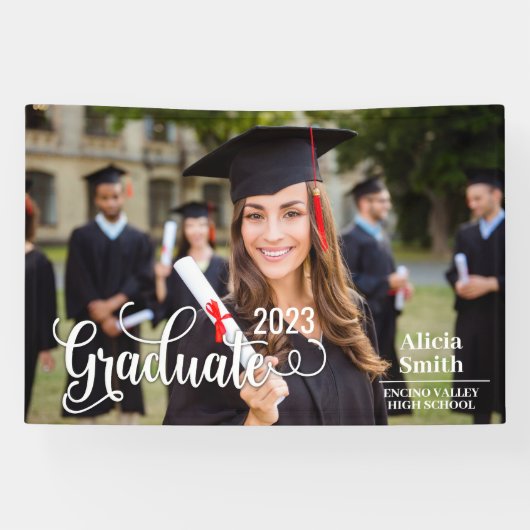 2023年高校卒業グラデーション写真テンプレート 横断幕 (横)