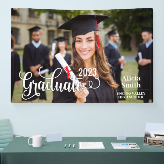 2023年高校卒業グラデーション写真テンプレート 横断幕 (トレードショー)