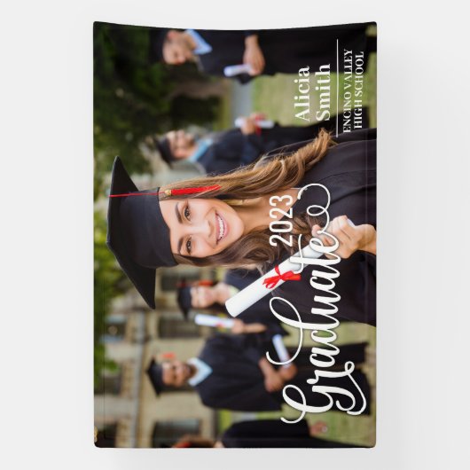 2023年高校卒業グラデーション写真テンプレート 横断幕 (縦)