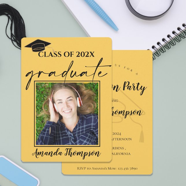 2023年黄色写真研究者発表 (Class Of 2026 Yellow Photo Graduation Invitation)