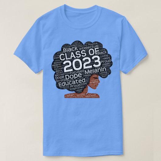 2023年黒人女性アフロのクラス Tシャツ (デザイン正面)