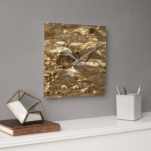 2023年50結婚周年記念ゴールデン結婚ズ スクエア壁時計 (オフィス)