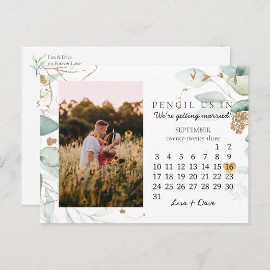 2023年9月の日付を保存すエレガントる ポストカード (正面/裏面)