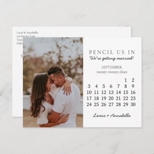 2023年9月の日付を月次カレンダーに保存 ポストカード (正面/裏面)